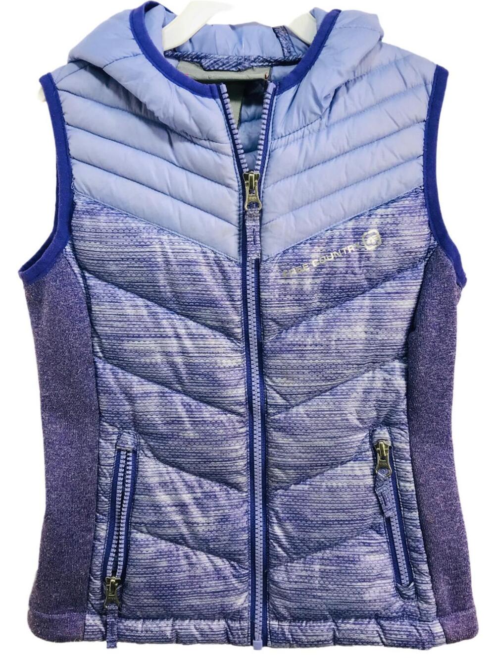 Free Country Girl Hooded Puffer Vest Hombre Purple Girls 5/6